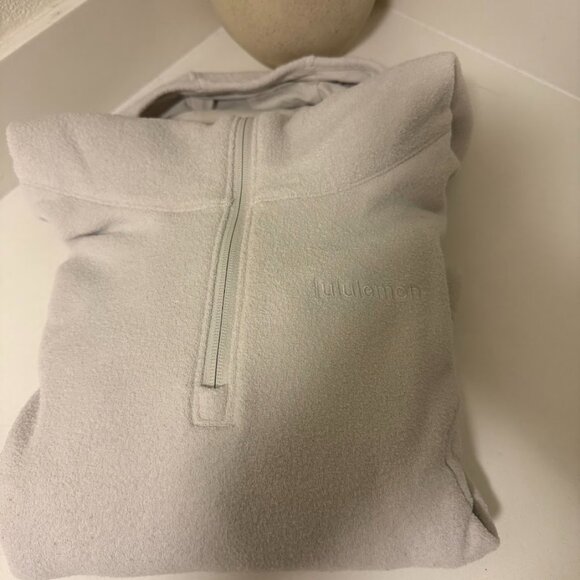 Lululemon Looped Terry Fleece Half-Zip Hoodie – Size 10 (Bone) - Picture 6 of 7